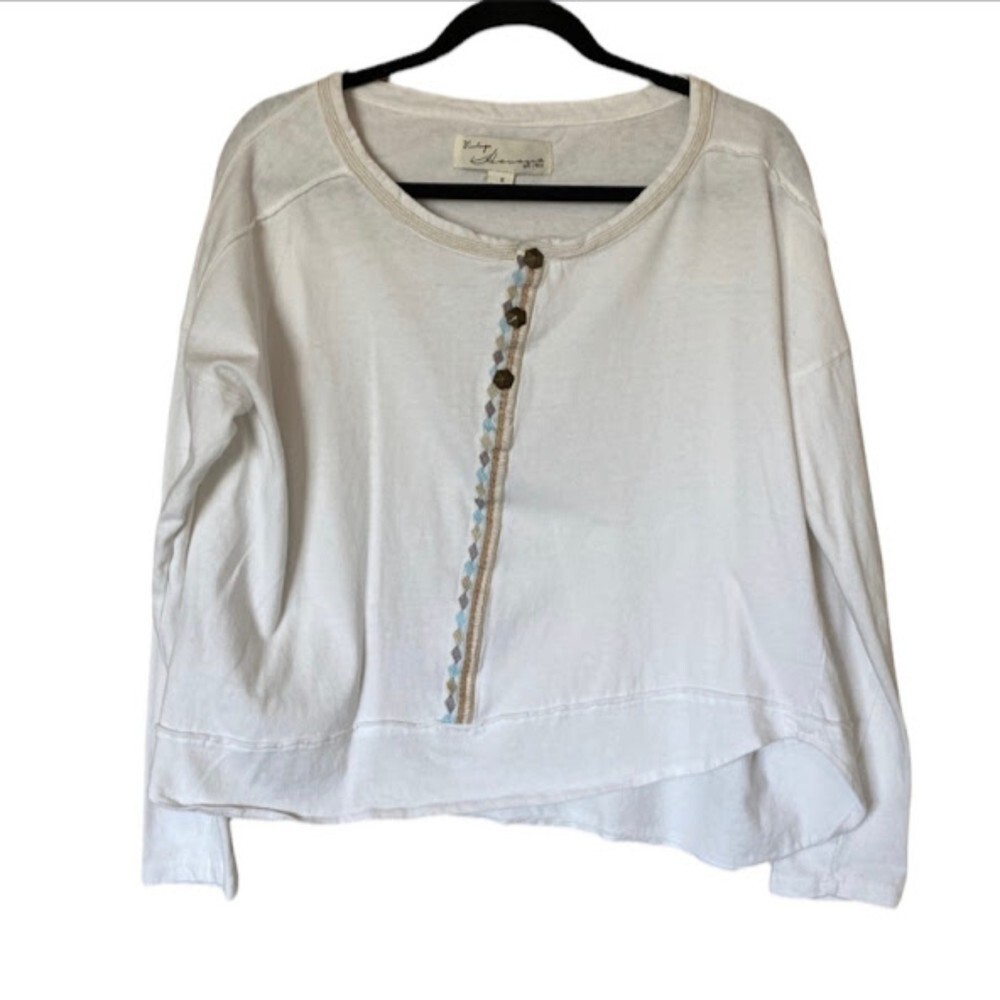 Vintage Havana Long Sleeve Cream Oversized Top S